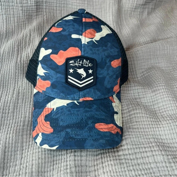 Salt Life Other - Salt Life Baseball Cap Blue Camo Mesh Back Hat Adult OS Snapback Adjustable  EUC
